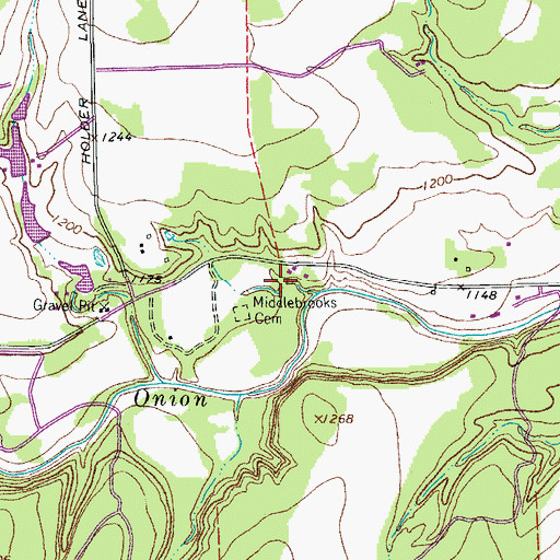 Topographic Map of Middlebrooks Cemetery, TX