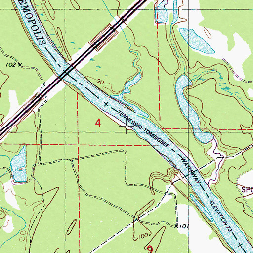 Topographic Map of Hayes Bar, AL