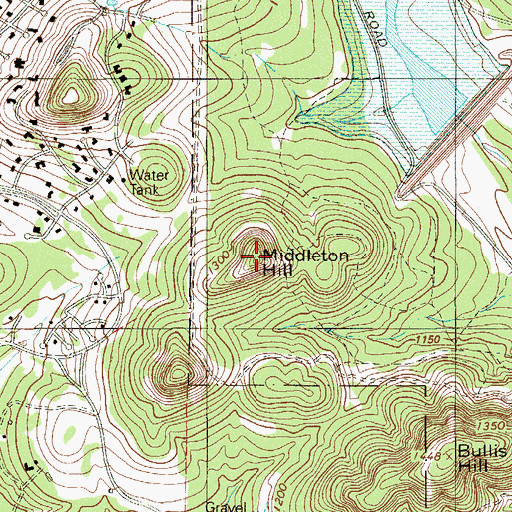 Topographic Map of Middleton Hill, TX