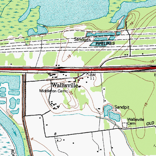 Topographic Map of Middleton Memorial Church, TX
