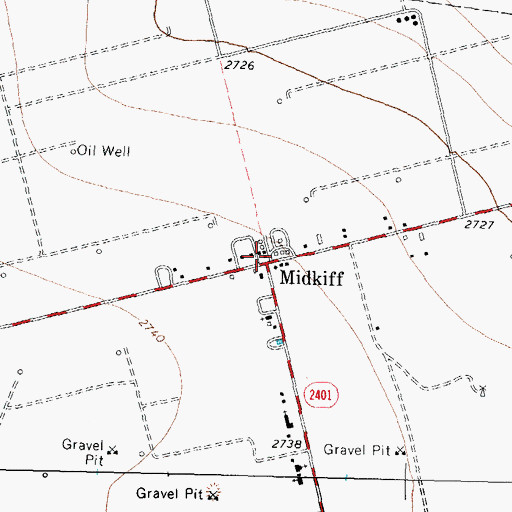 Topographic Map of Midkiff, TX