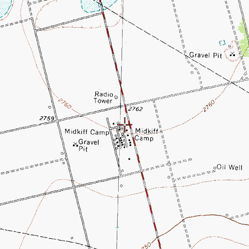 Topographic Map of Midkiff Camp, TX