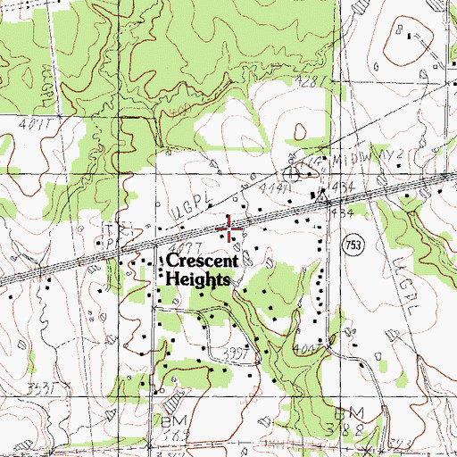 Topographic Map of Crescent Heights, TX