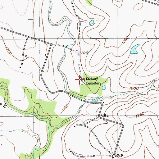 Topographic Map of Midway Cemetery, TX