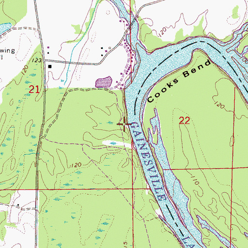 Topographic Map of Hiblers Landing, AL
