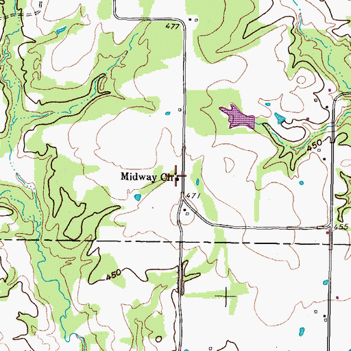 Topographic Map of Midway Church, TX