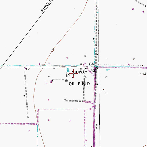 Topographic Map of Midway Oil Field, TX