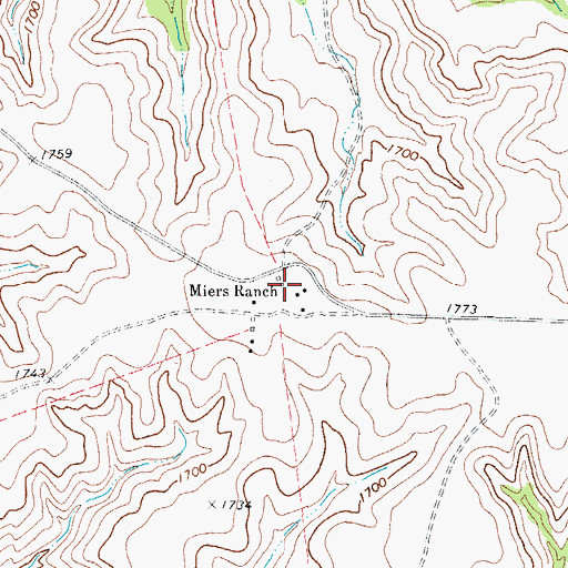 Topographic Map of Miers Ranch, TX