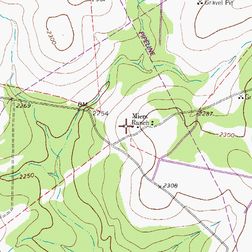 Topographic Map of Miers Ranch, TX