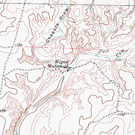 Topographic Map of Miguel Waterhole, TX