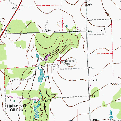 Topographic Map of Mikeska Cemetery, TX