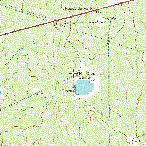 Topographic Map of Mil Ojos Camp, TX