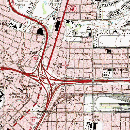 Topographic Map of Milam School, TX