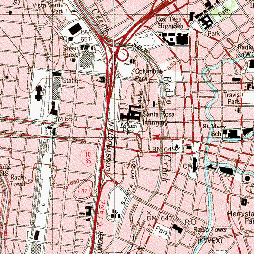 Topographic Map of Milam Square, TX