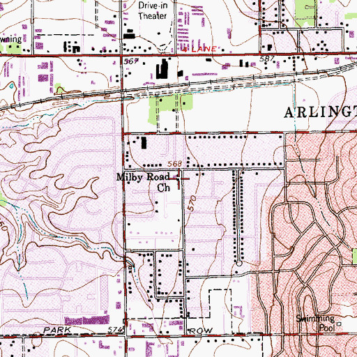 Topographic Map of Milby Road Church, TX