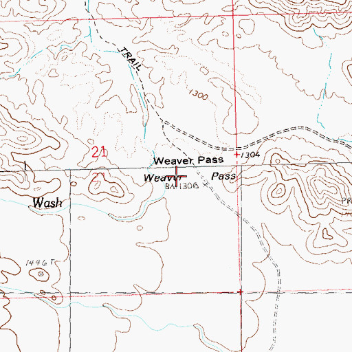 Topographic Map of Weaver Pass, AZ