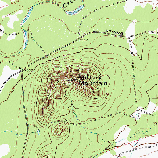 Topographic Map of Military Mountain, TX