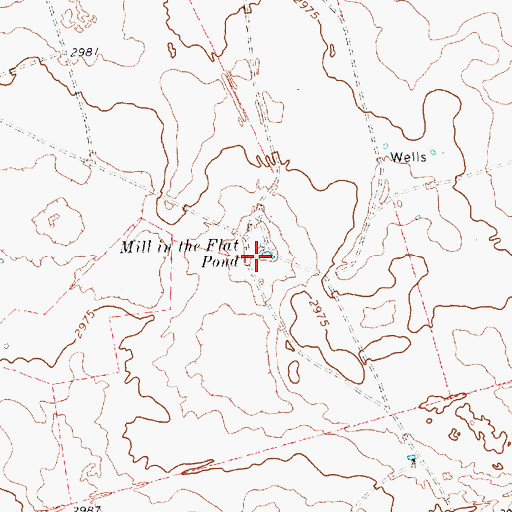 Topographic Map of Mill in the Flat Pond, TX