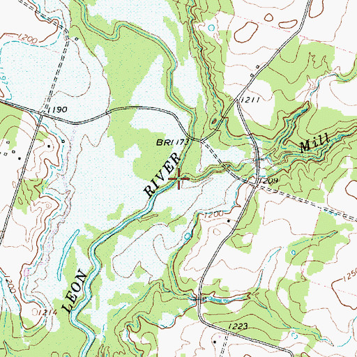 Topographic Map of Mill Branch, TX