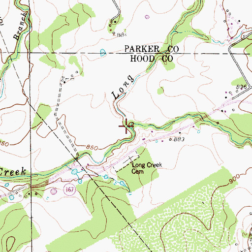 Topographic Map of Mill Branch, TX