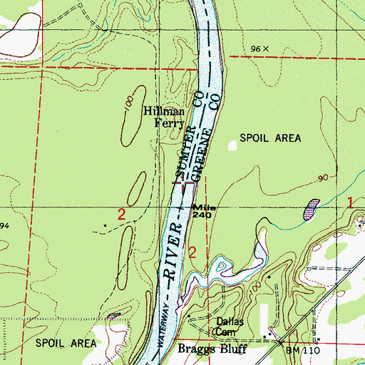 Topographic Map of Hillman Ferry (historical), AL