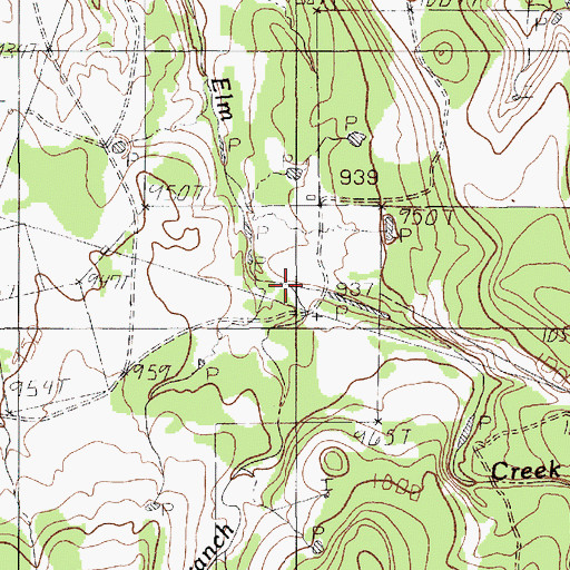 Topographic Map of Mill Branch, TX