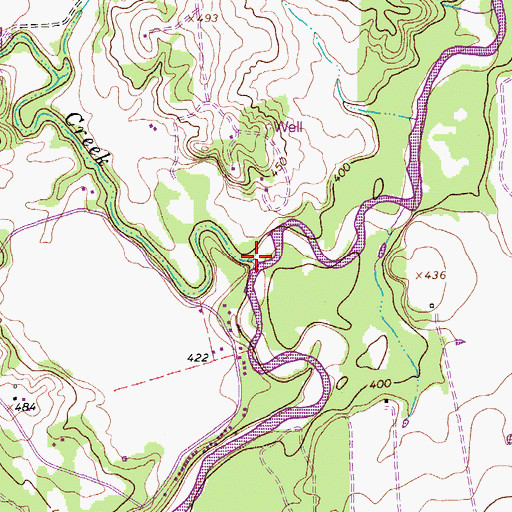 Topographic Map of Mill Creek, TX