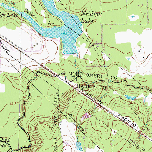 Topographic Map of Mill Creek, TX