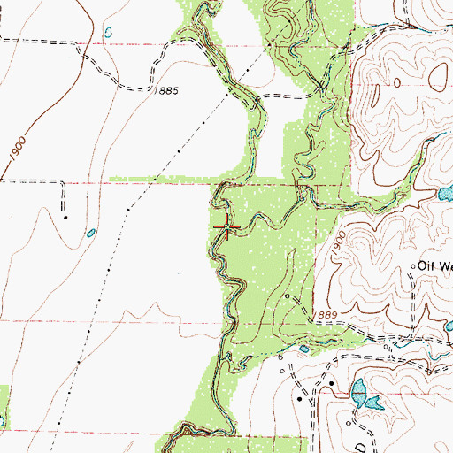 Topographic Map of Mill Creek, TX