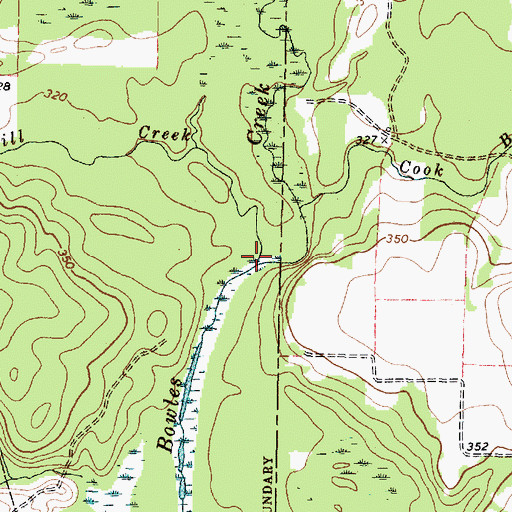 Topographic Map of Mill Creek, TX
