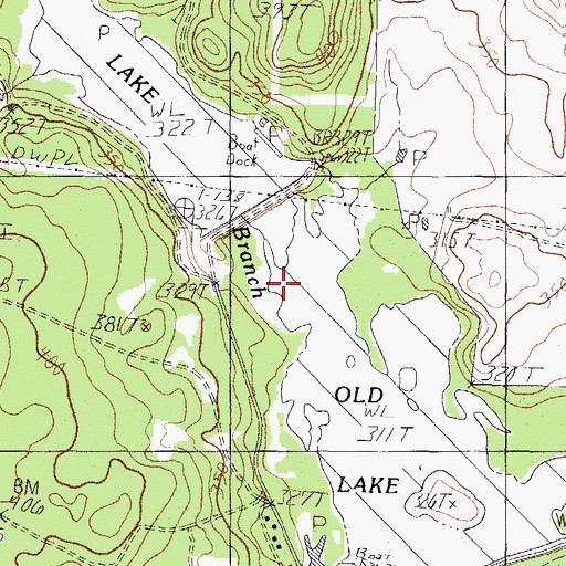 Topographic Map of Shelton Mill Branch, TX