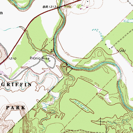 Topographic Map of Mill Creek, TX