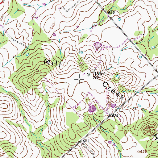 Topographic Map of Mill Creek Hills, TX