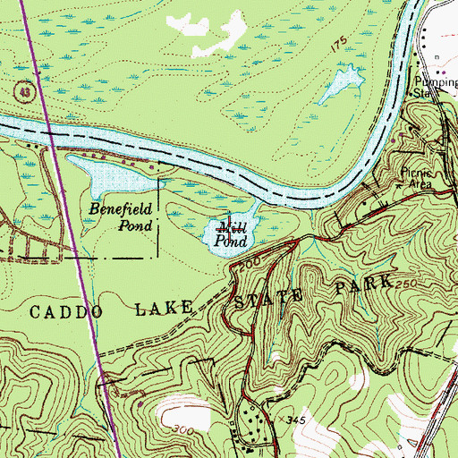 Topographic Map of Mill Pond, TX