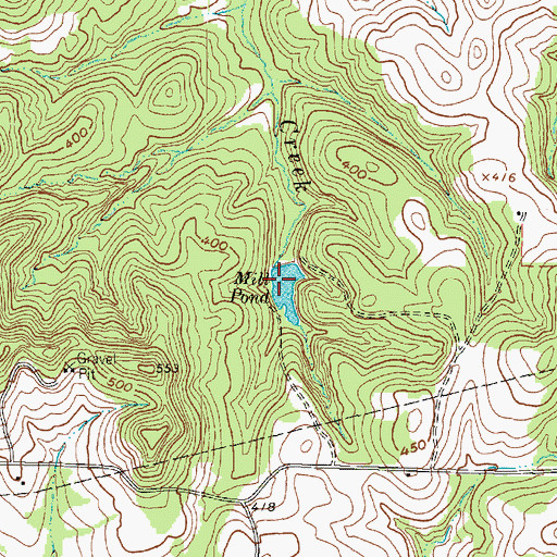 Topographic Map of Mill Pond, TX