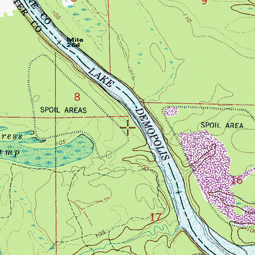 Topographic Map of Howards Lower Bar, AL