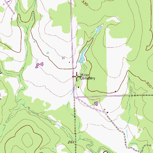 Topographic Map of Miller Cemetery, TX