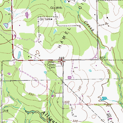 Topographic Map of Miller Creek Cemetery, TX