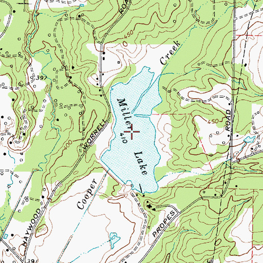 Topographic Map of Miller Lake, TX