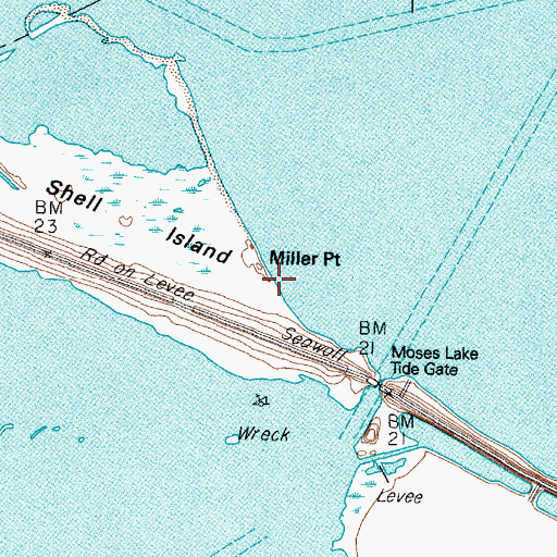 Topographic Map of Miller Point, TX