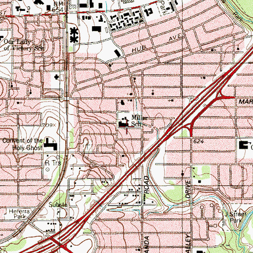 Topographic Map of Miller School, TX