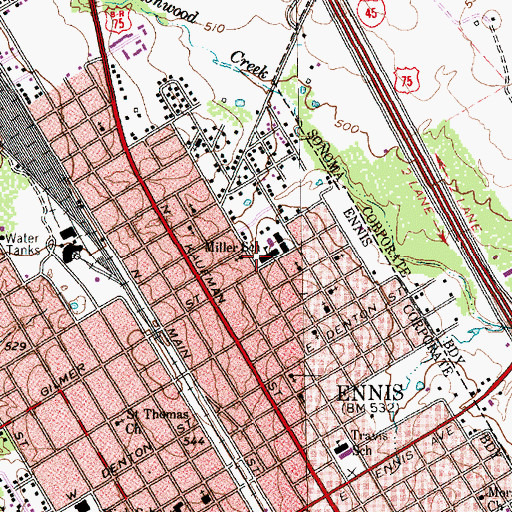 Topographic Map of Miller School, TX