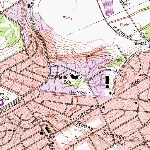 Topographic Map of Miller School, TX