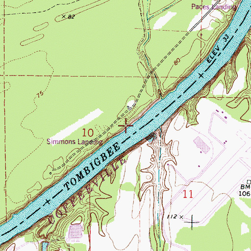 Topographic Map of Jems Landing (historical), AL