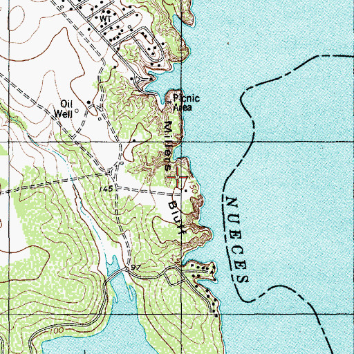 Topographic Map of Millers Bluff, TX