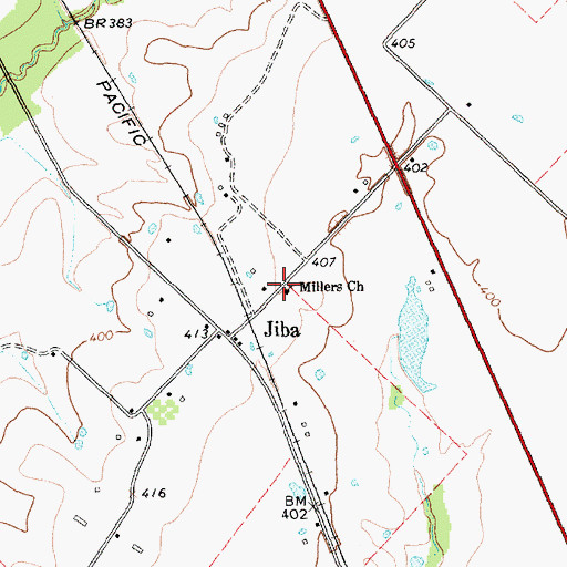 Topographic Map of Millers Church, TX