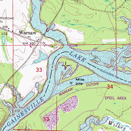 Topographic Map of Johnsons Ferry (historical), AL
