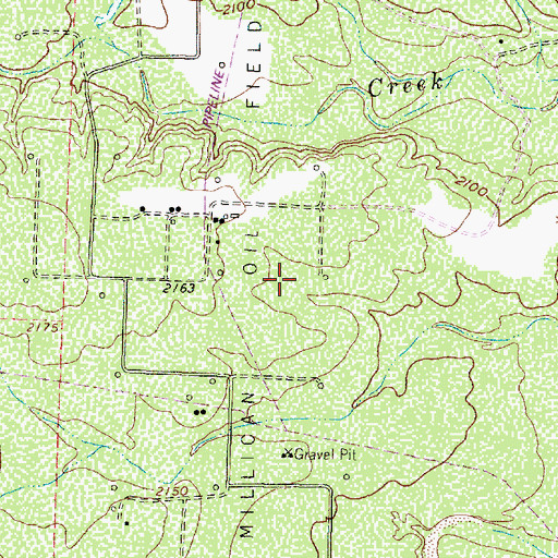 Topographic Map of Millican Oil Field, TX