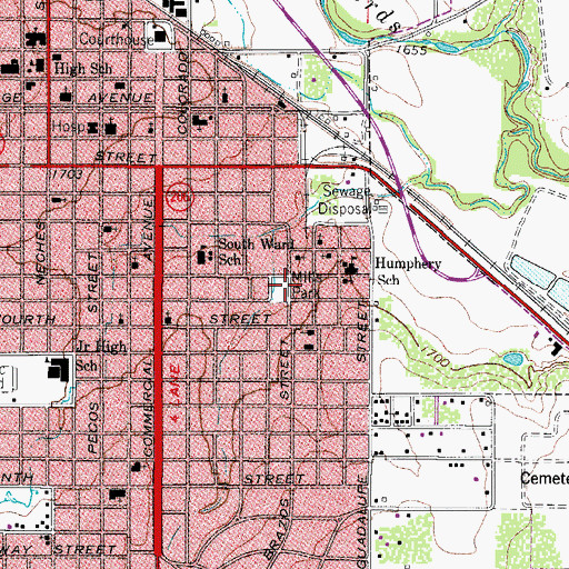 Topographic Map of Mills Park, TX