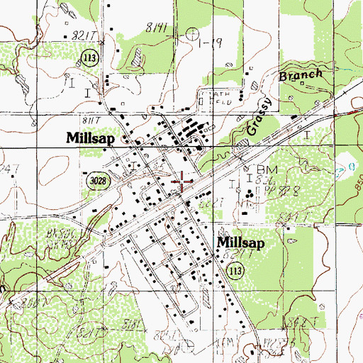 Topographic Map of Millsap, TX